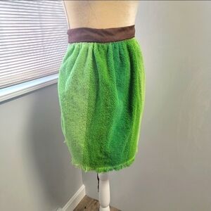 St Mary's 70s Terry Cloth Towel Apron Green Ombre Grannycore Retro Long Ties